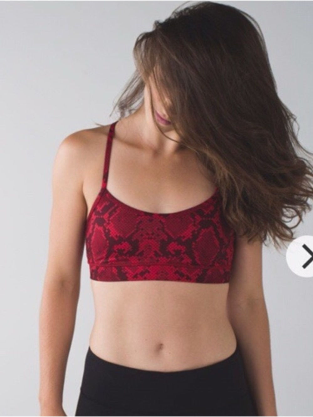 lululemon Red Black Abstract Print Strappy Back Sports Bra Size 4 Yoga Gym